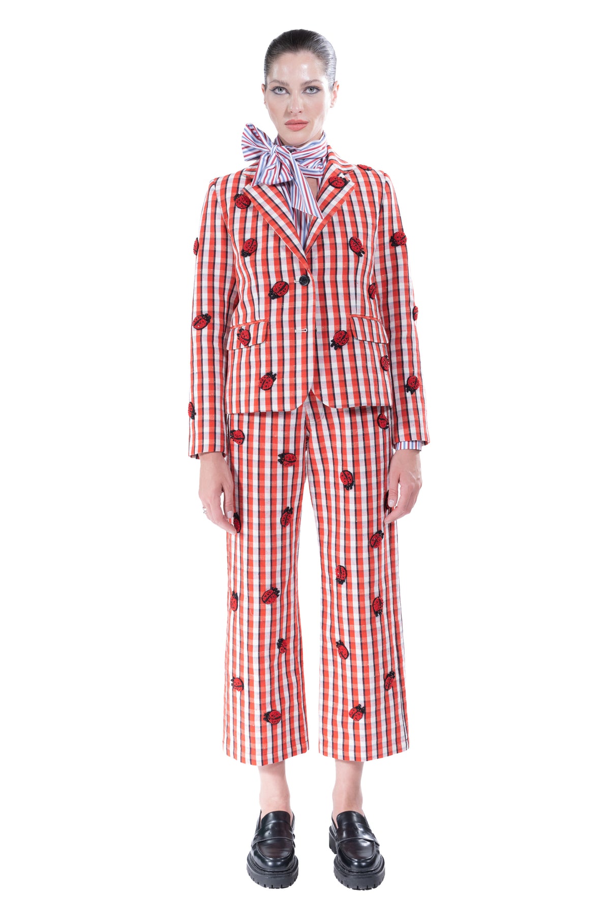 'LADYBUG SUMMER CHECK' L/S SHORT BLAZER - - Libertine