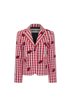 'LADYBUG SUMMER CHECK' L/S SHORT BLAZER