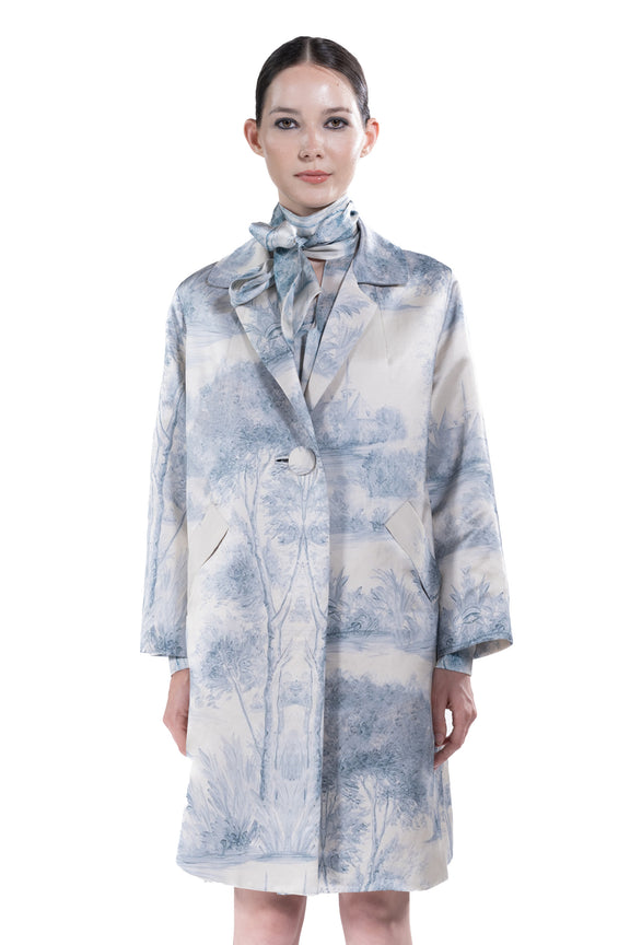 'Blue Pastoral' Notched Lapel Coat -  - Libertine