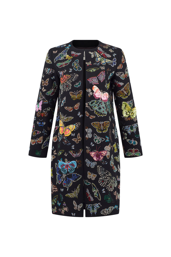 'Millions of Butterflies' Classic Collarless Coat - - Libertine