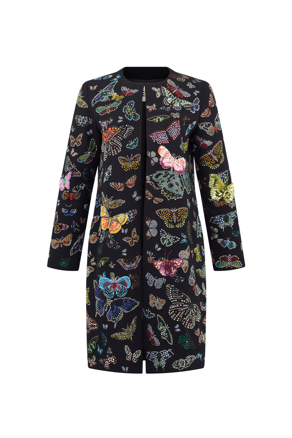 'Millions of Butterflies' Classic Collarless Coat - - Libertine - Main image