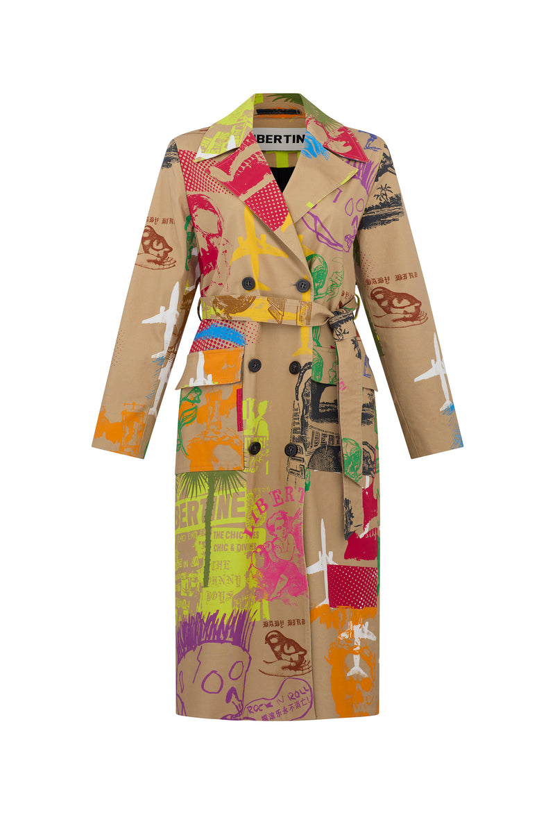 'LIBERTINE SILK SCREENS' LONG LEAN TRENCH - COATS - Libertine