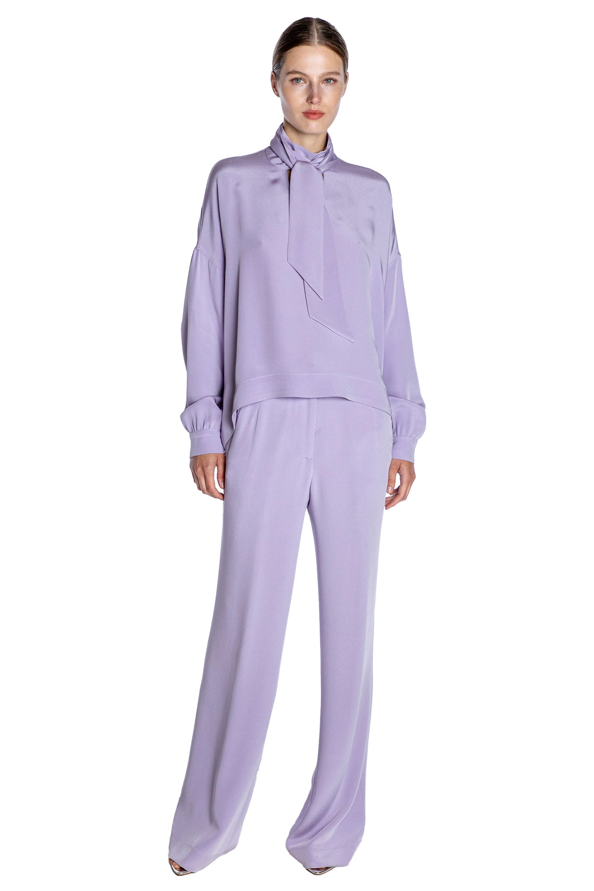 'Powdered Violet' Tie Blouse - - Libertine
