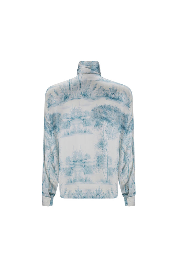 'Blue Pastoral' Tie Blouse - - Libertine