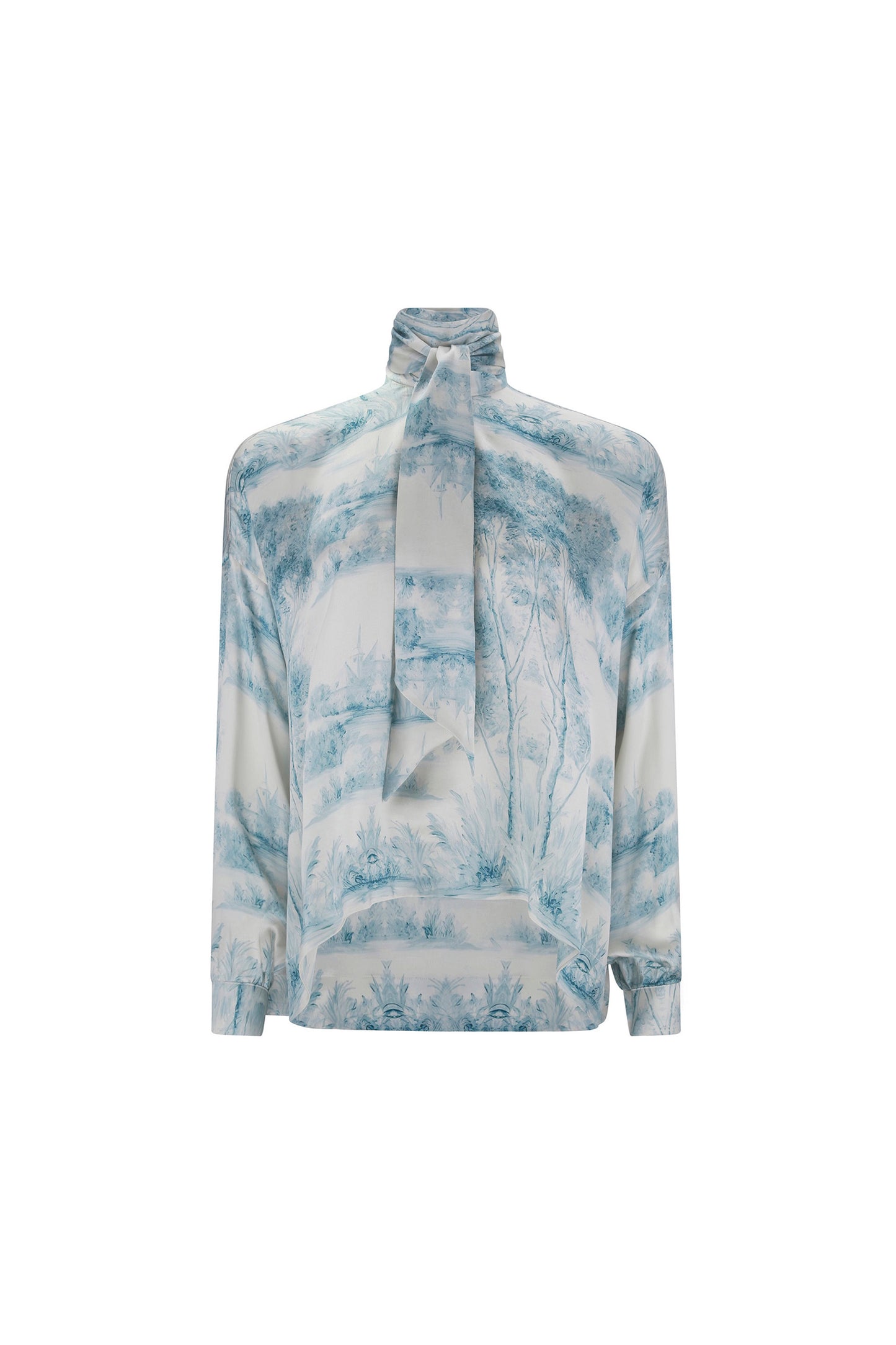 'Blue Pastoral' Tie Blouse - - Libertine