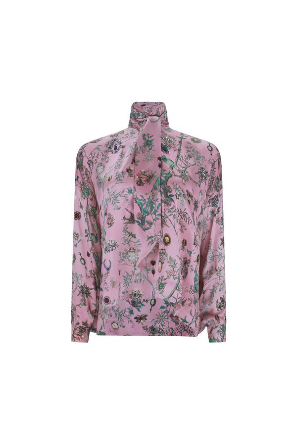 'Pauline De Rothschild' Tie Blouse - - Libertine