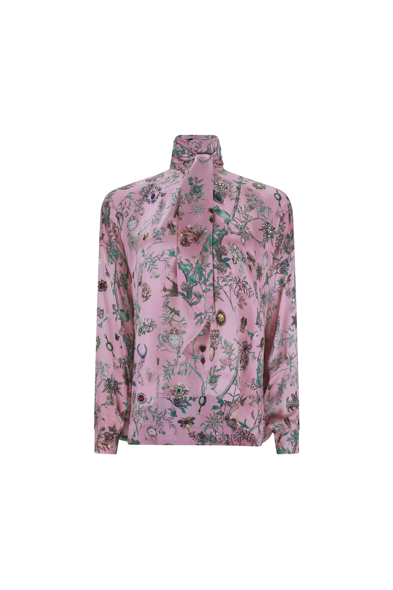 'Pauline De Rothschild' Tie Blouse - - Libertine