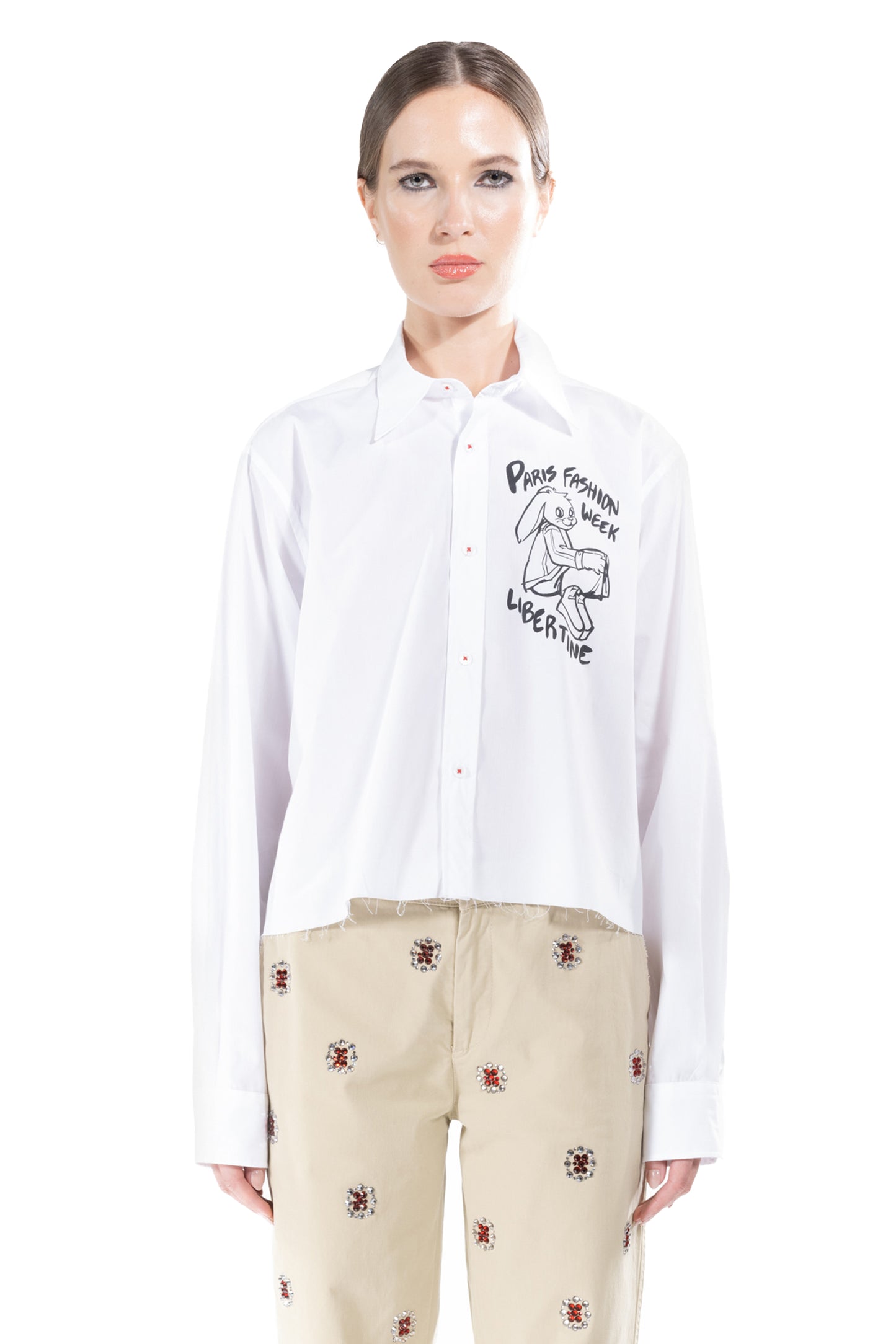 'PARIS FASHION WEEK' CROPPED CLASSIC SHIRT -  - Libertine