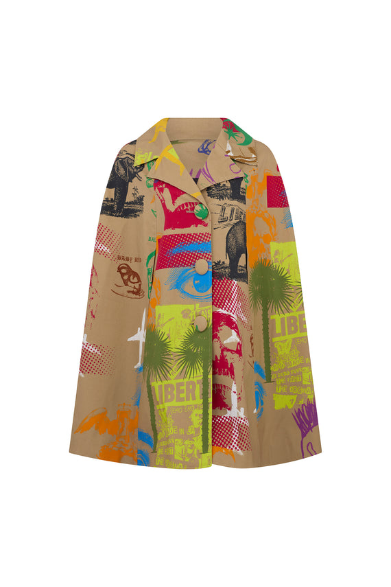 'LIBERTINE SILK SCREENS' NEW SHORTIE CAPE - - Libertine