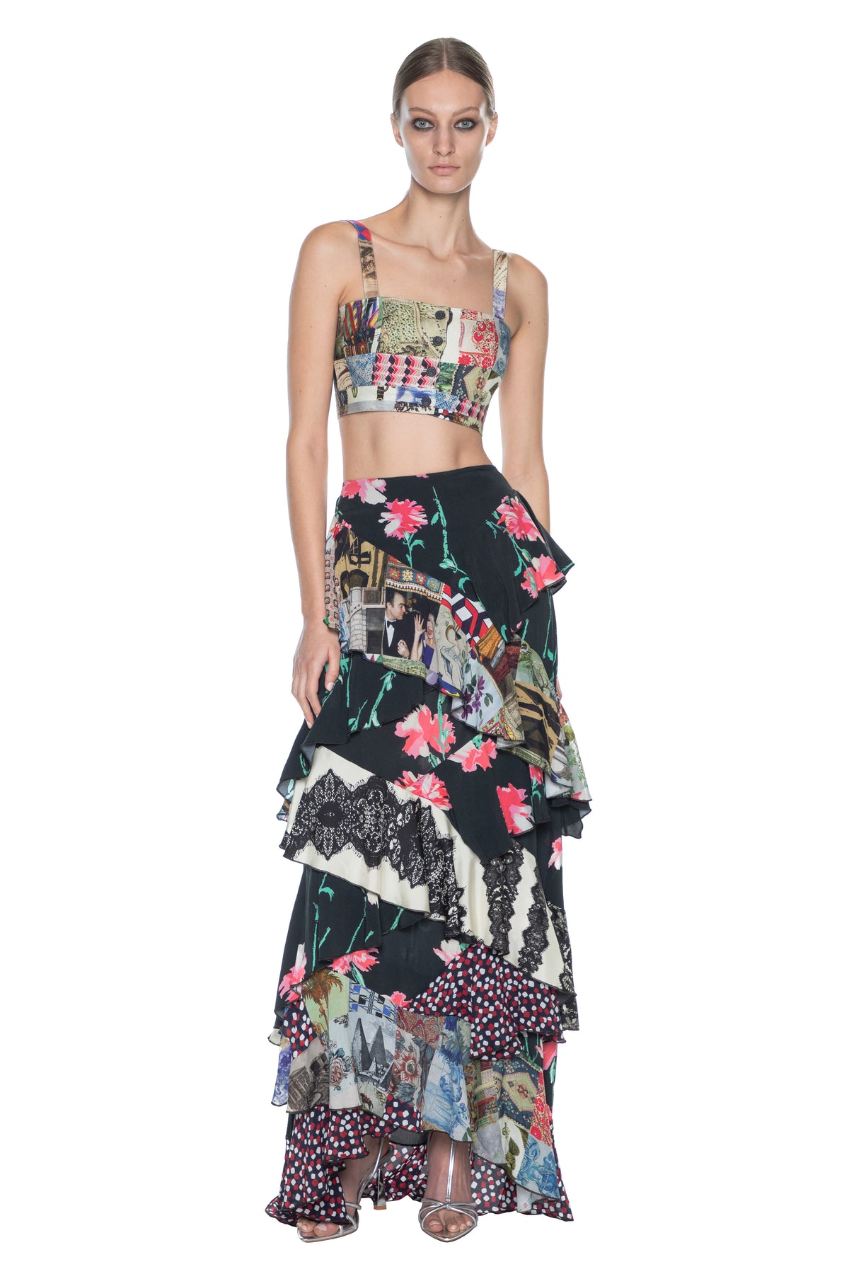 'MASH UP' LONG RUFFLE SKIRT -  - Libertine