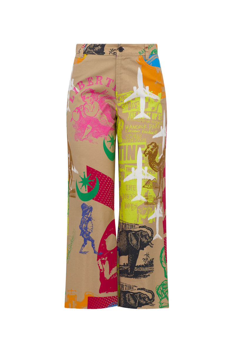 'LIBERTINE SILK SCREENS' CROPPED WIDE LEG PANT - - Libertine
