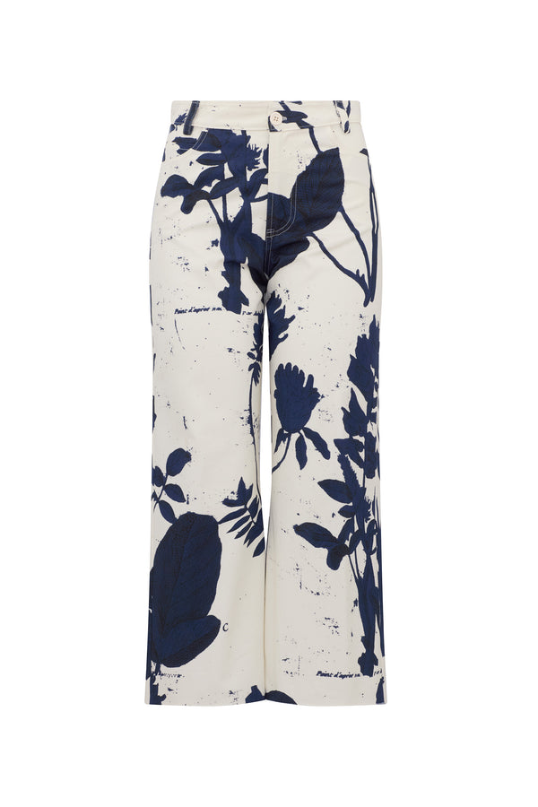 'CYANOTYPES' CROPPED WIDE LEG PANT - - Libertine