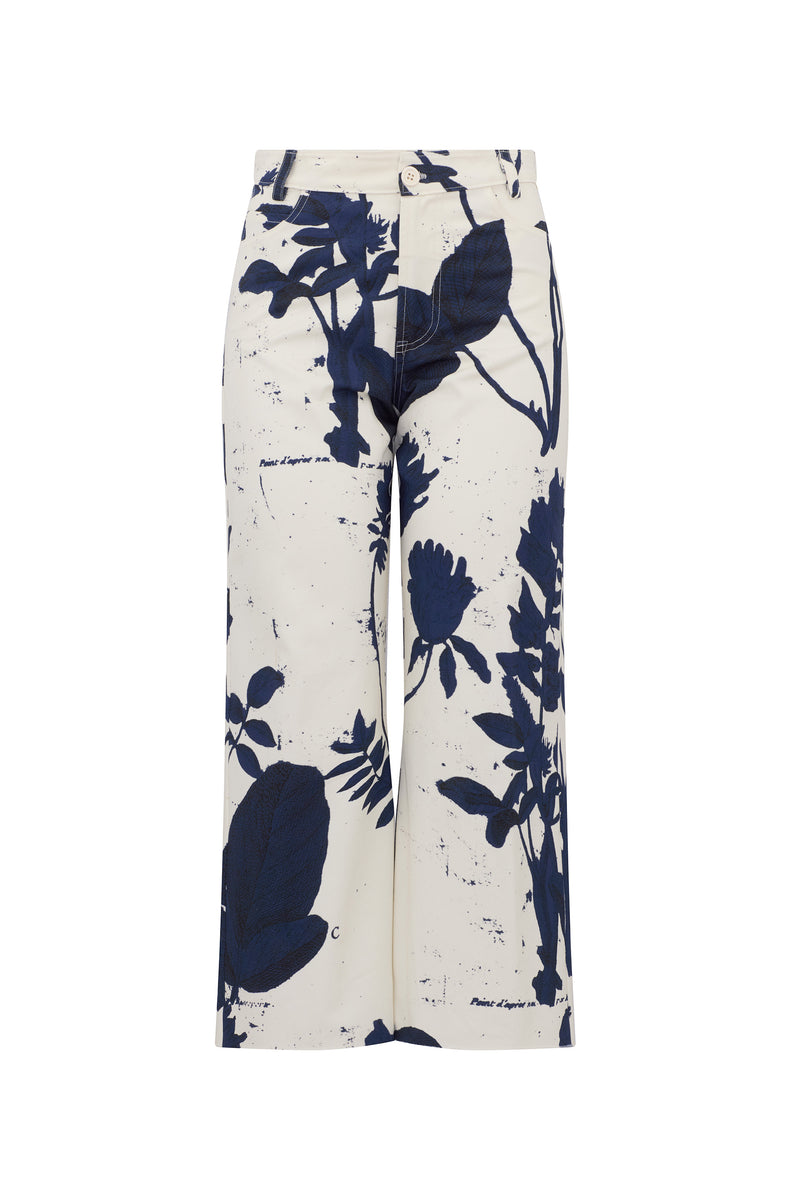 'CYANOTYPES' CROPPED WIDE LEG PANT - - Libertine