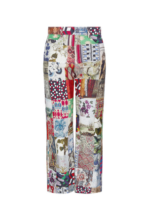 'BLOOMSBURY COLLAGE' CROPPED WIDE LEG PANT
