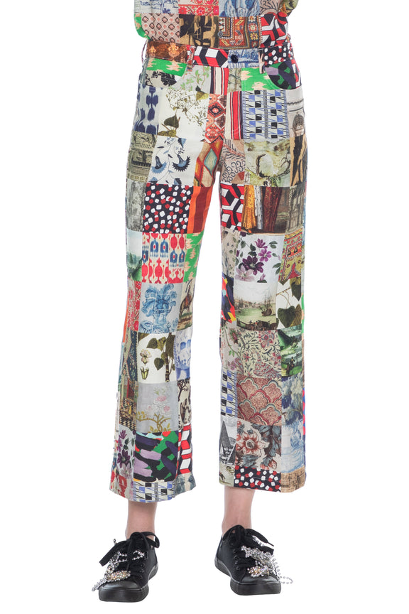 'BLOOMSBURY COLLAGE' CROPPED WIDE LEG PANT - PANTS - Libertine