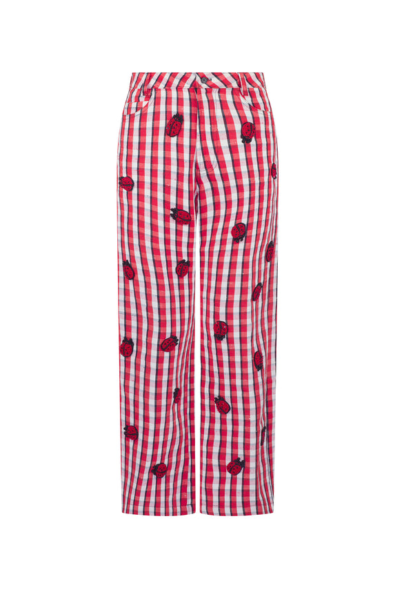'LADYBUG SUMMER CHECK' CROPPED WIDE LEG PANT - - Libertine - Main image