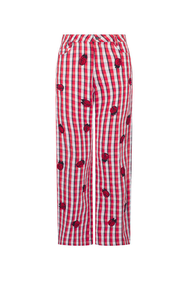 'LADYBUG SUMMER CHECK' CROPPED WIDE LEG PANT - - Libertine