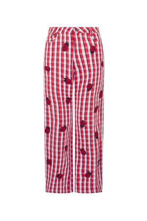 'LADYBUG SUMMER CHECK' CROPPED WIDE LEG PANT