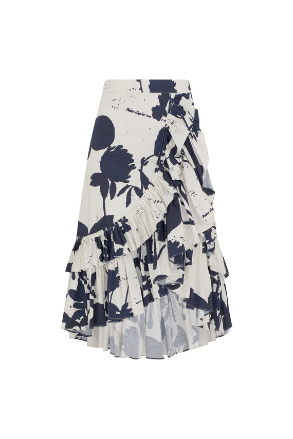 'CYANOTYPES' SUMMER RUFFLED SKIRT - - Libertine - Main image