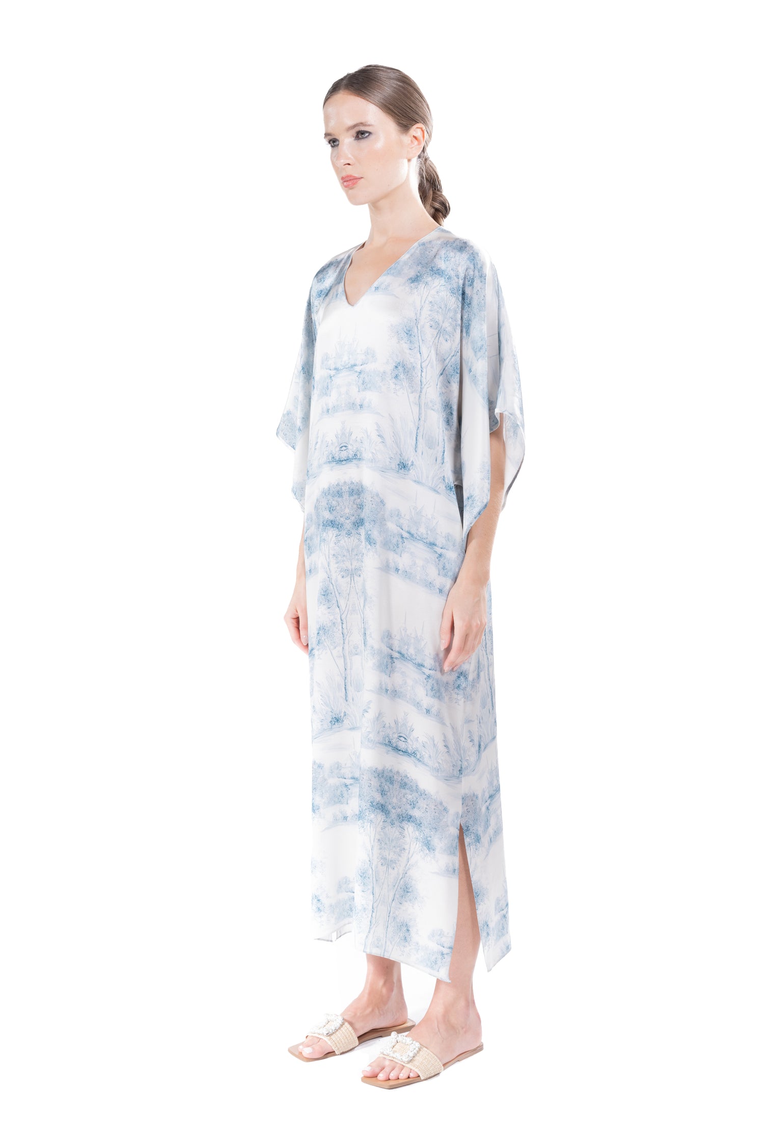 'Blue Pastoral' Kaftan Dress -  - Libertine