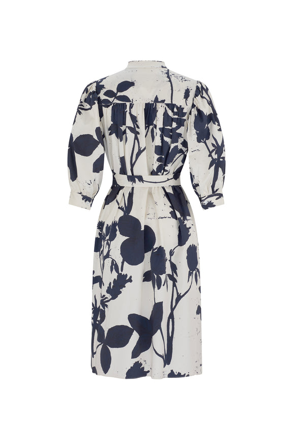 'CYANOTYPES' PUFF SLEEVE SHIRT DRESS - - Libertine