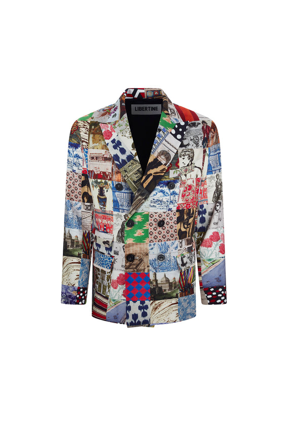 'BLOOMSBURY COLLAGE' MEN'S DOUBLE BREASTED JACKET - JACKETS - Libertine