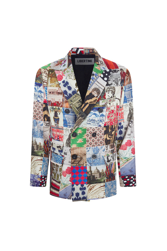 'BLOOMSBURY COLLAGE' MEN'S DOUBLE BREASTED JACKET - JACKETS - Libertine - Main image