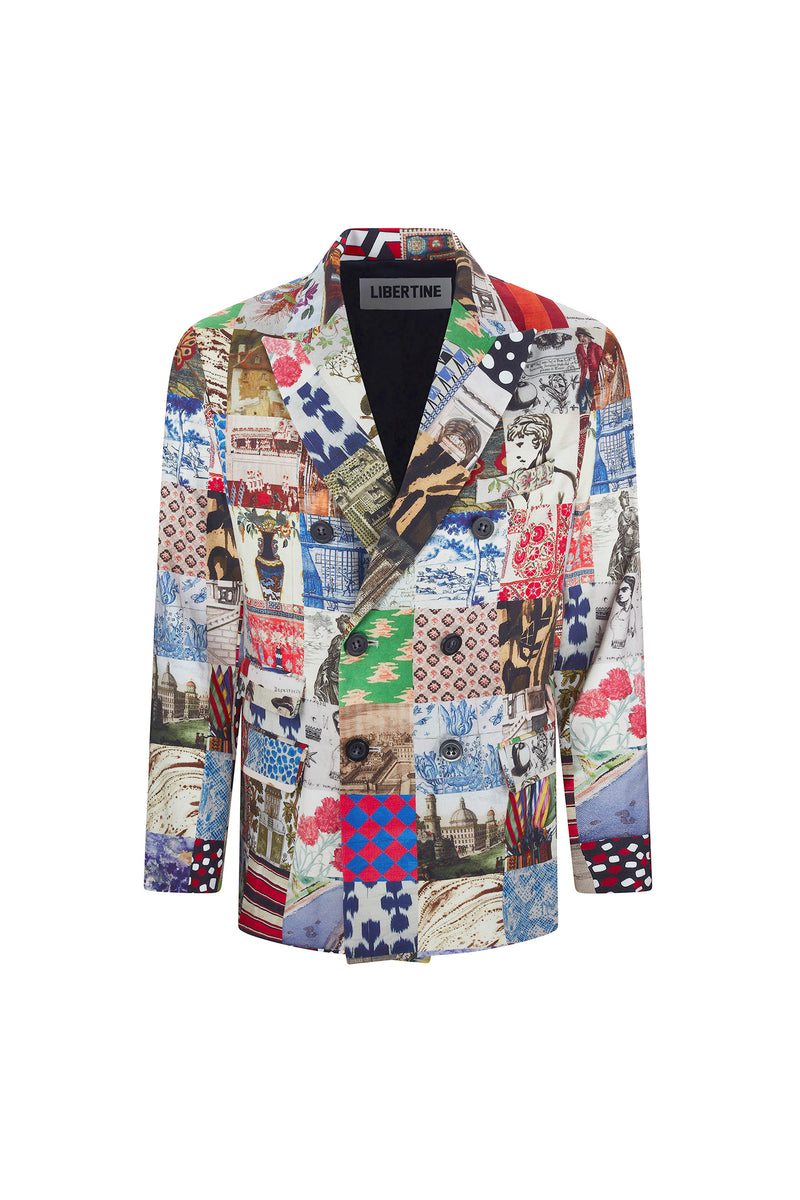 'BLOOMSBURY COLLAGE' MEN'S DOUBLE BREASTED JACKET - JACKETS - Libertine