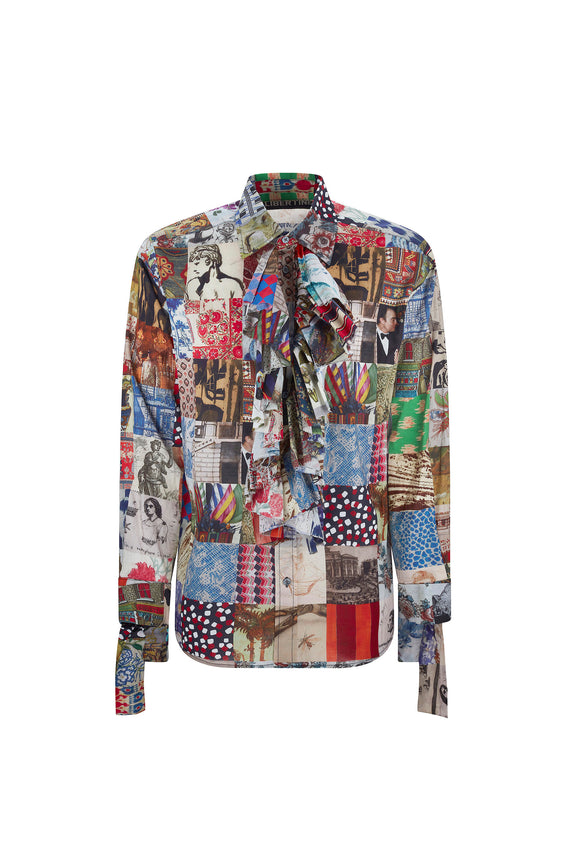 'BLOOMSBURY COLLAGE' MENS RUFFLE CLASSIC SHIRT - CLASSIC SHIRTS - Libertine - Main image