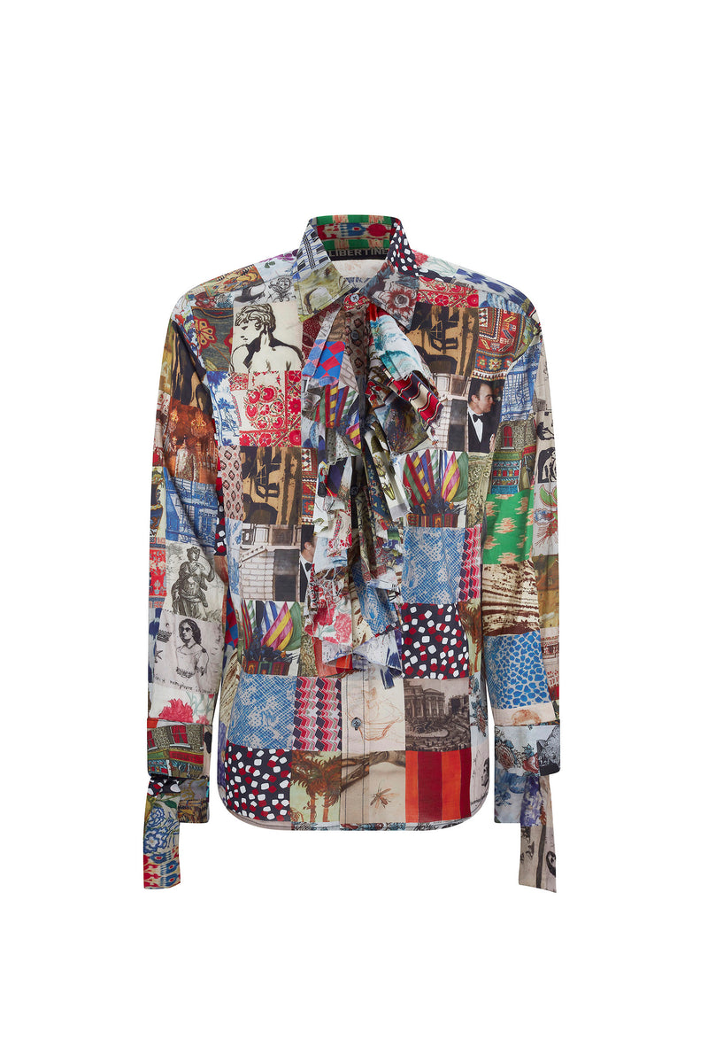 'BLOOMSBURY COLLAGE' MENS RUFFLE CLASSIC SHIRT - CLASSIC SHIRTS - Libertine