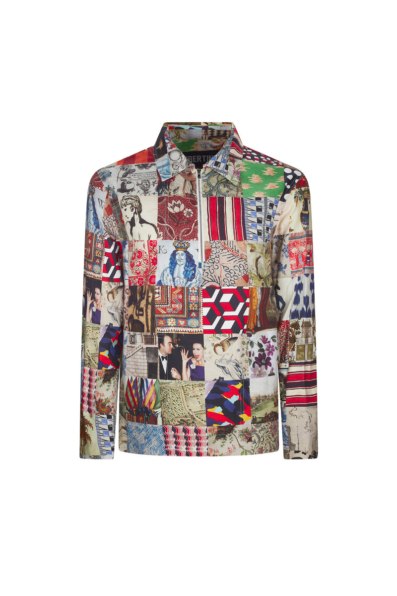 'BLOOMSBURY COLLAGE' HALF ZIP PULLOVER - PULLOVER - Libertine