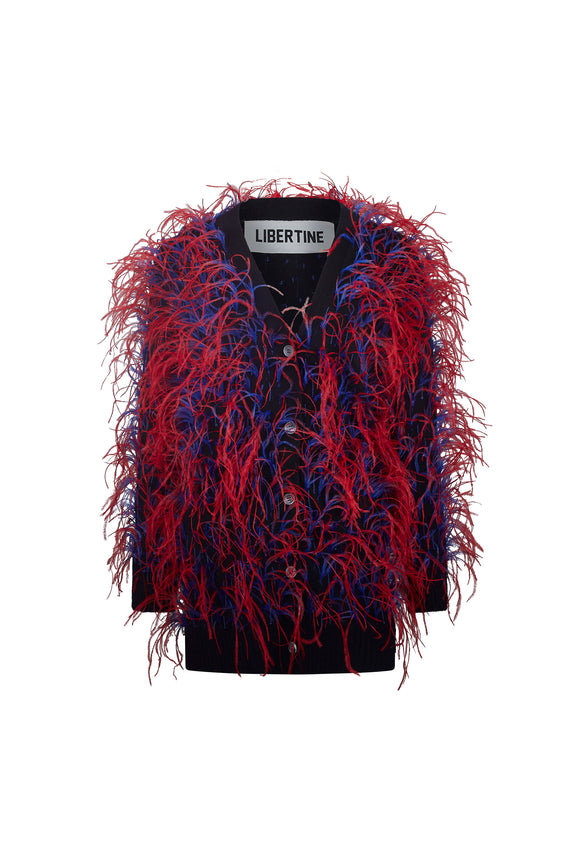 'WHAM BAM' RED FEATHERY CARDIGAN -  - Libertine