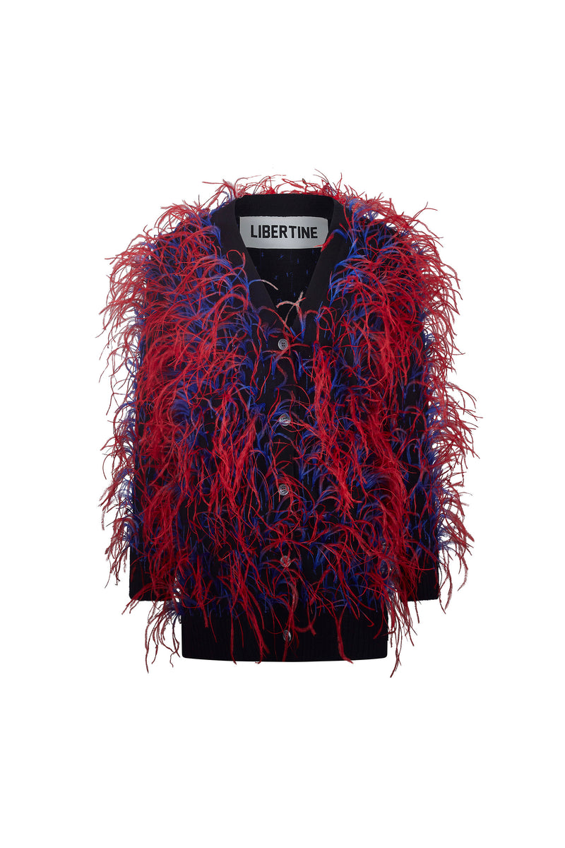 'WHAM BAM' RED FEATHERY CARDIGAN -  - Libertine