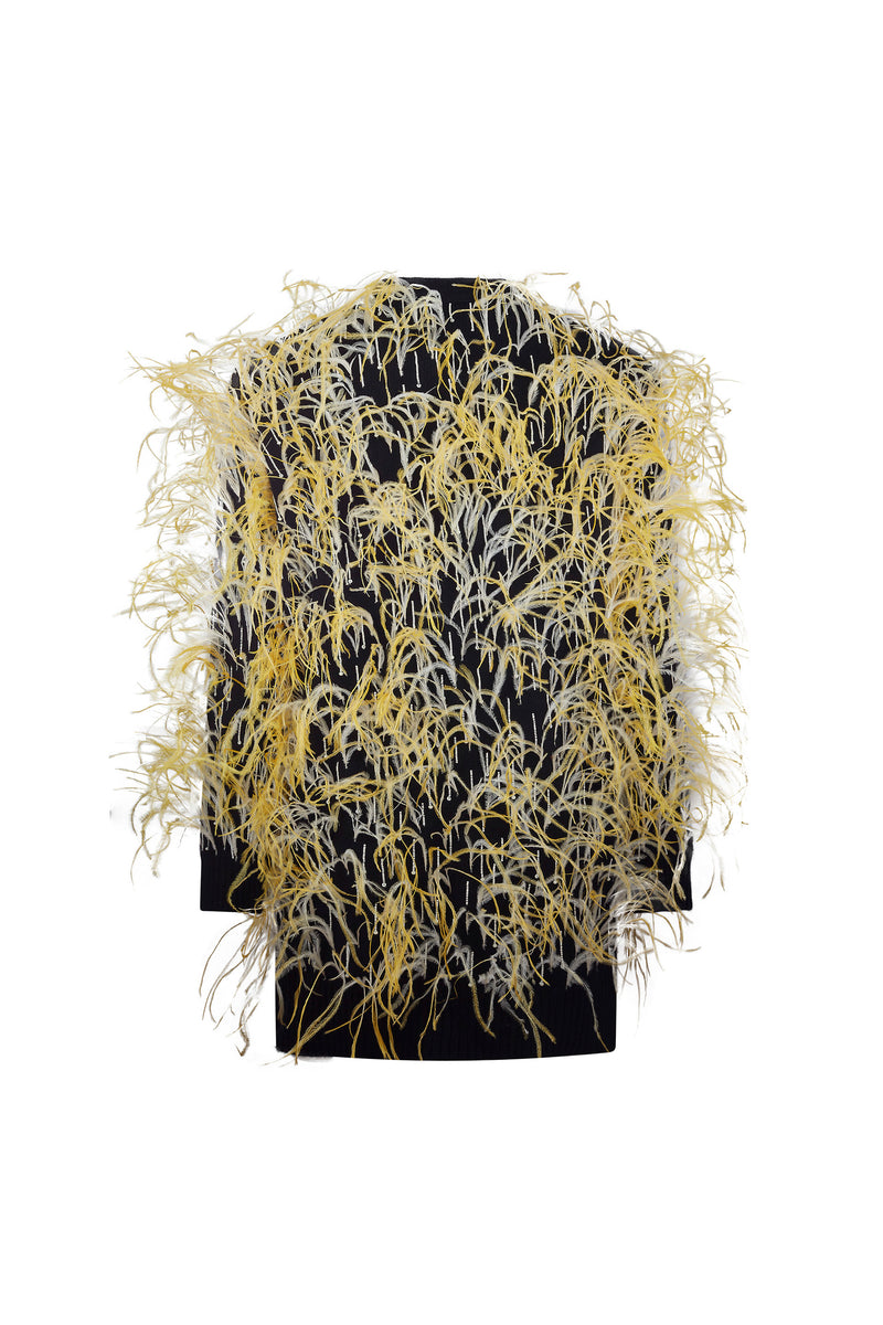 'WHAM BAM' YELLOW FEATHERY CARDIGAN -  - Libertine