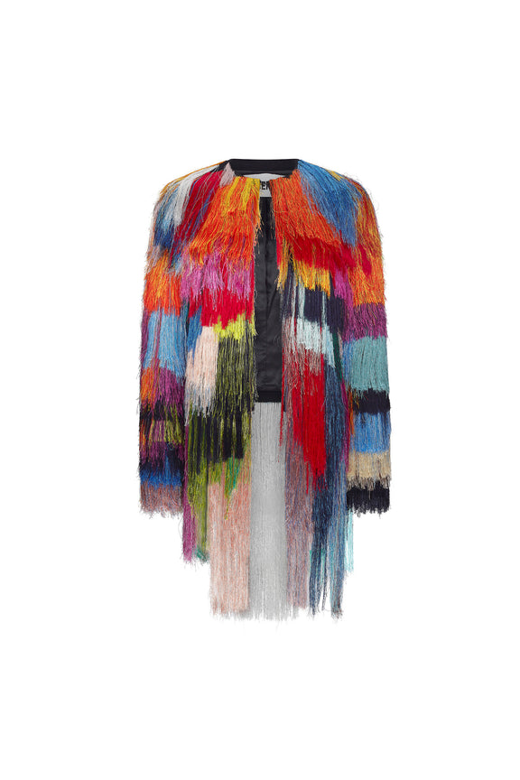 'FRINGE WITH BENEFITS' COLLARLESS JACKET -  - Libertine