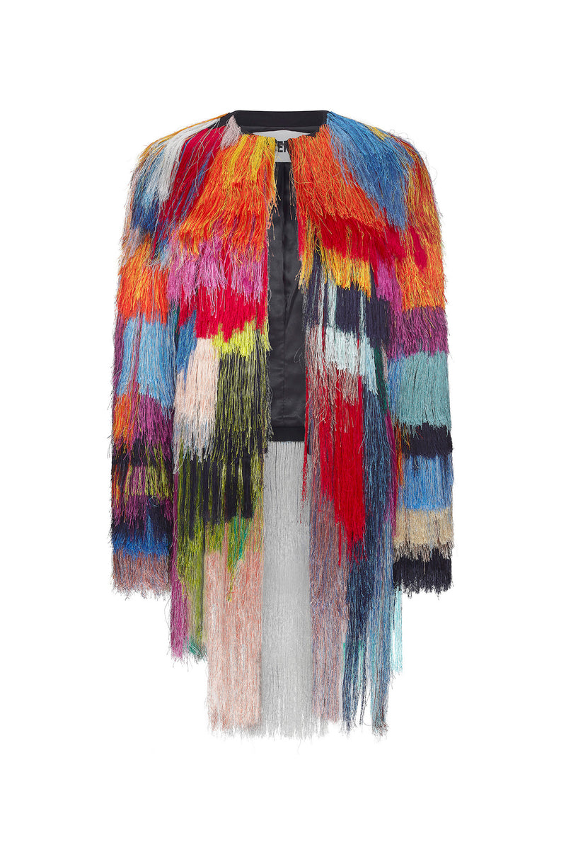 'FRINGE WITH BENEFITS' COLLARLESS JACKET - - Libertine