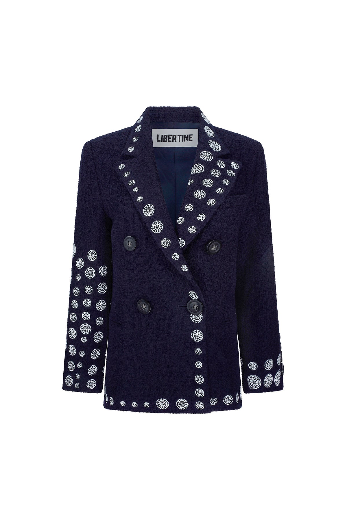 'DOT DOTISM' EMBELLISHED DOUBLE BREASTED BLAZER - JACKETS - Libertine