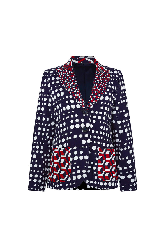 'RED WHITE AND BLUE MASH UP' PATCH POCKET JACKET - - Libertine - Main image