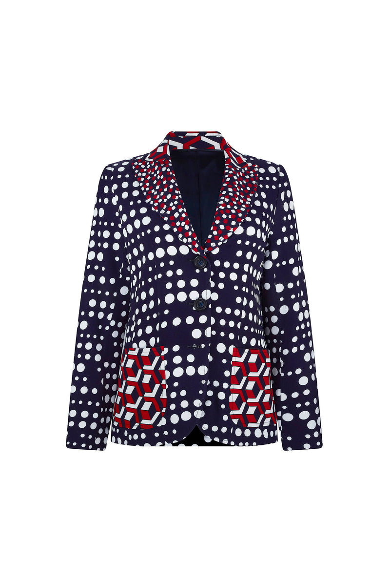 'RED WHITE AND BLUE MASH UP' PATCH POCKET JACKET - - Libertine