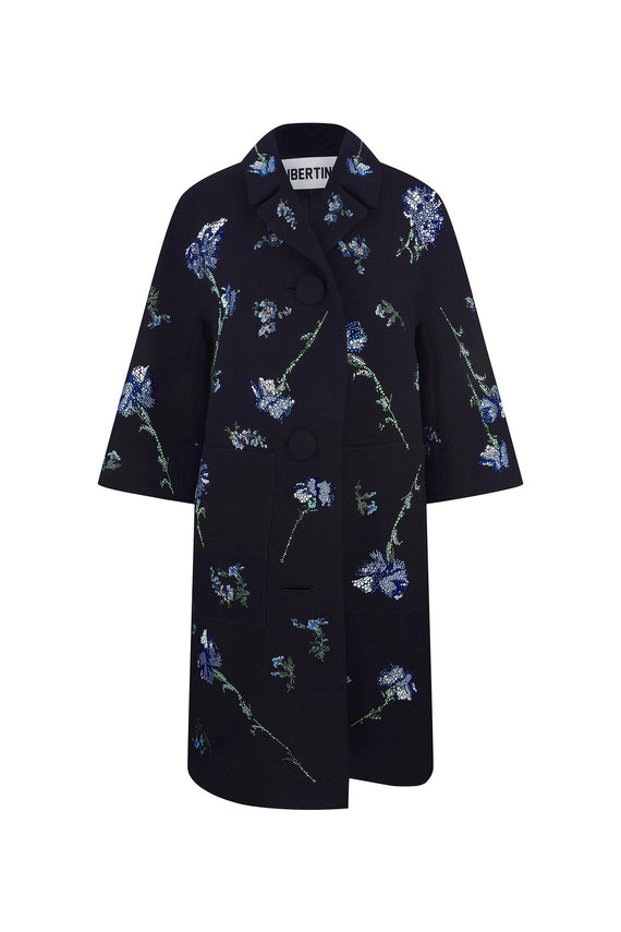 'CECIL BEATON BLUE CARNATION' PATCH POCKET COAT - COATS - Libertine - Main image