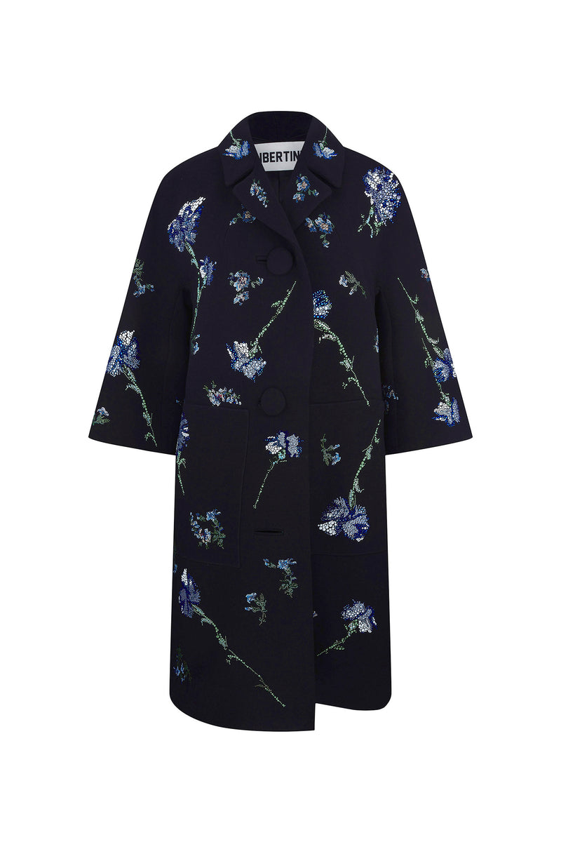 'CECIL BEATON BLUE CARNATION' PATCH POCKET COAT - COATS - Libertine