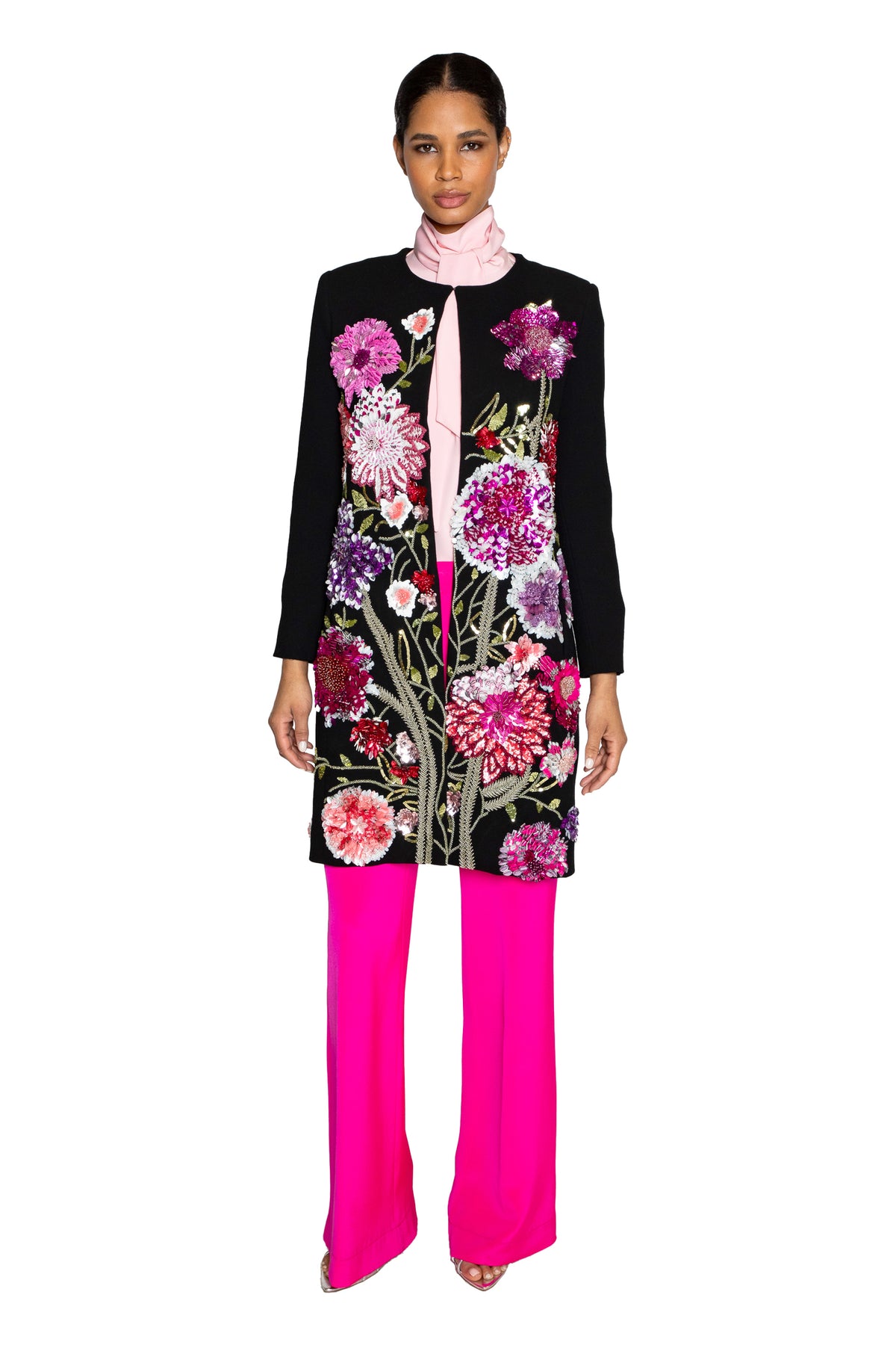 'PINK GARDEN' CLASSIC COLLARLESS COAT - - Libertine