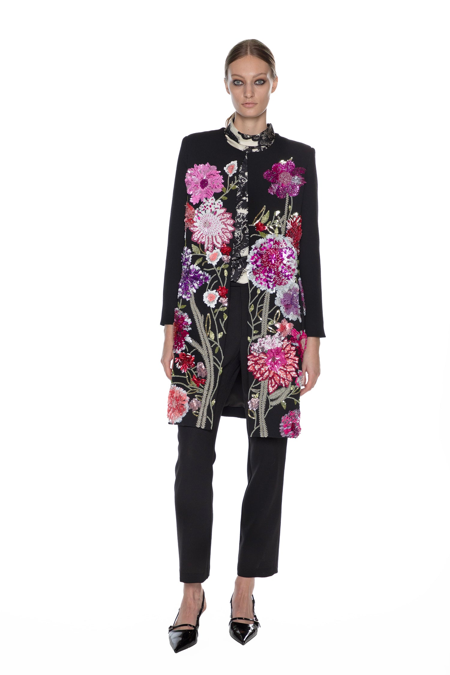 'PINK GARDEN' CLASSIC COLLARLESS COAT -  - Libertine