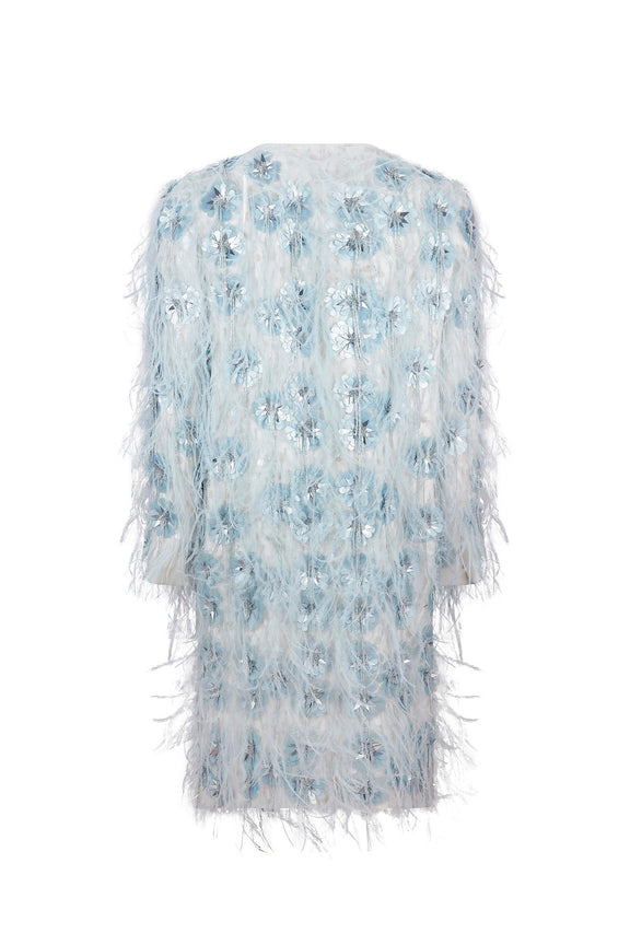 'GLISTENING BLUE' V-NECK COAT - - Libertine