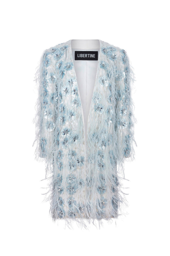 'GLISTENING BLUE' V-NECK COAT - - Libertine - Main image