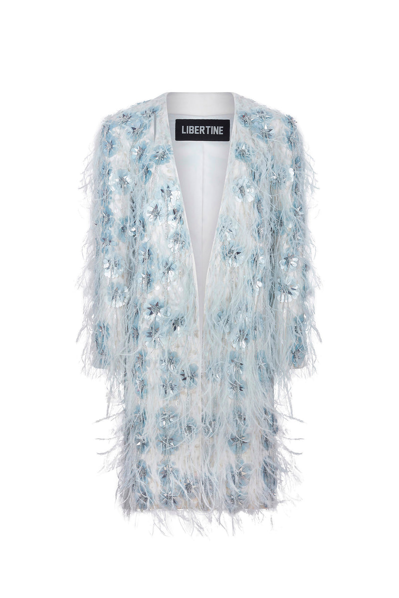'GLISTENING BLUE' V-NECK COAT - - Libertine