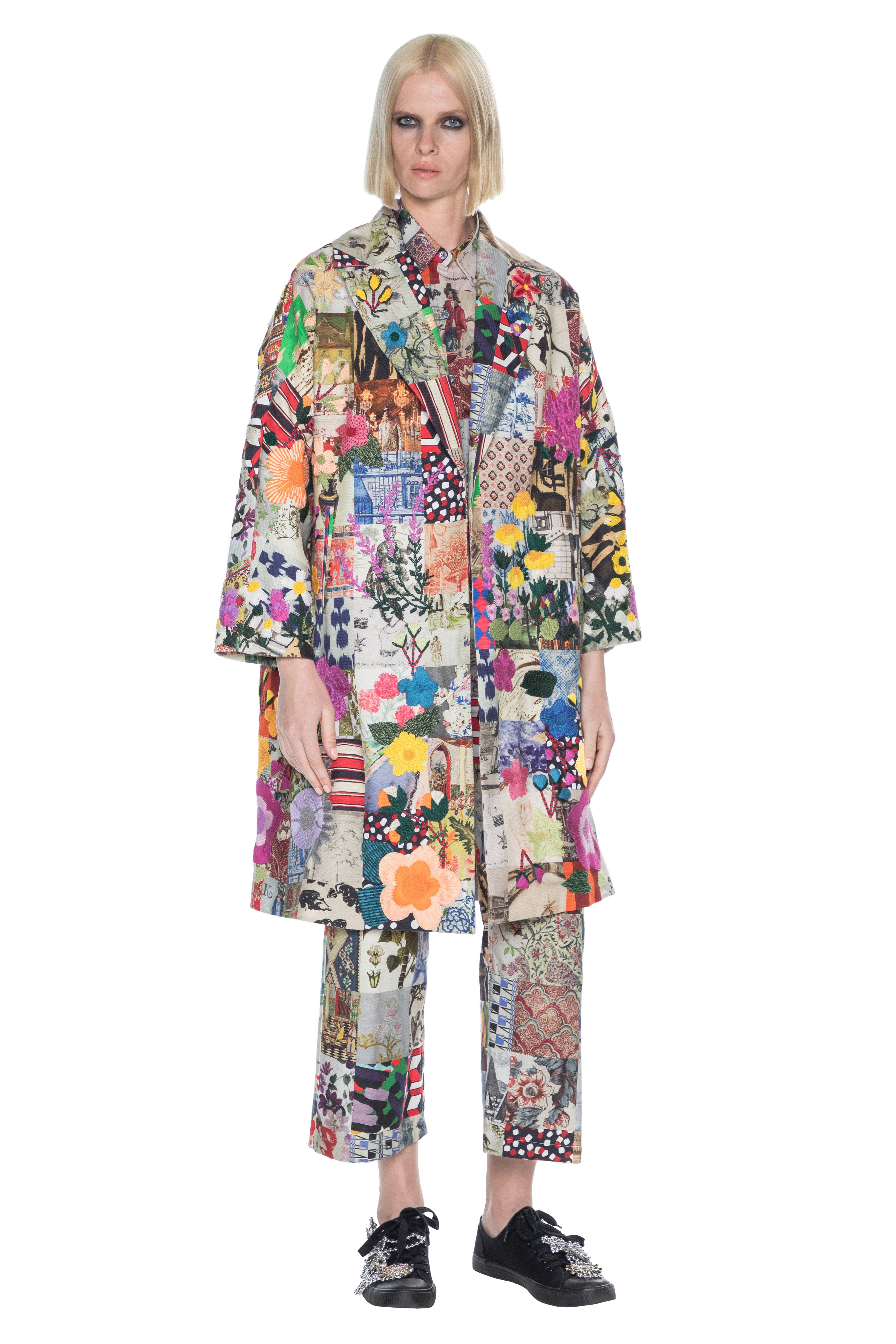 'BLOOMSBURY COLLAGE' L/S OVERSIZED COAT