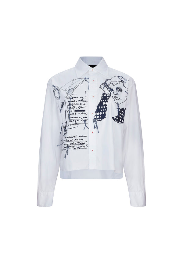 'SKETCHY' CROPPED CLASSIC SHIRT - - Libertine