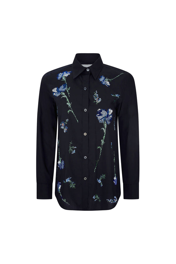 'CECIL BEATON BLUE CARNATION' NEW CLASSIC SHIRT - CLASSIC SHIRTS - Libertine