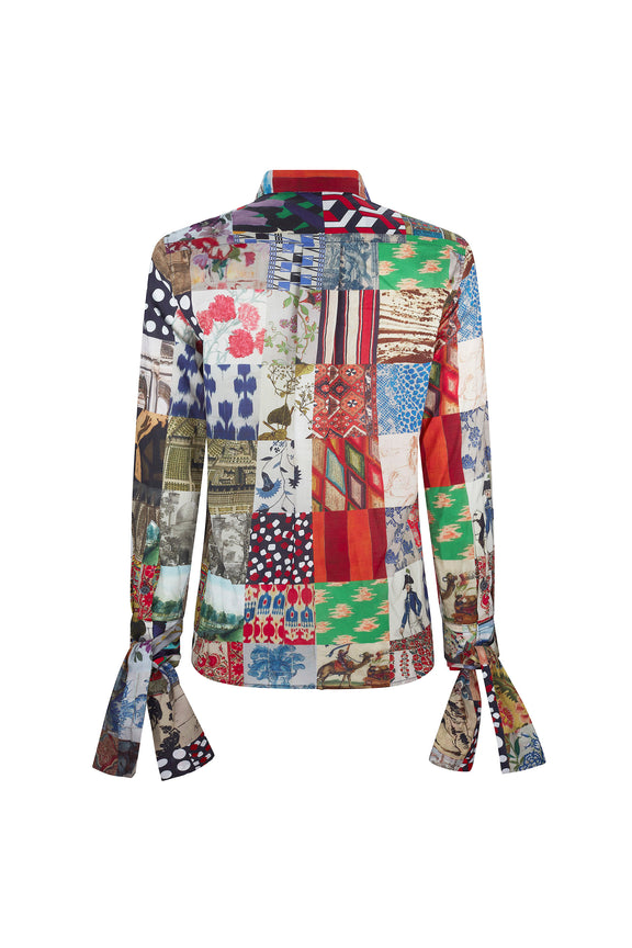 'BLOOMSBURY COLLAGE' RUFFLE CLASSIC SHIRT - CLASSIC SHIRTS - Libertine